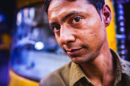 He said: "I'm a very bad driver! I'm the worst driver in the whole city!". He was in fact quite drunk. He said: "If you want to go anywhere, you'll have to drive". Then I had my first rickshaw driving lesson. Jodhpur, India, 2014.